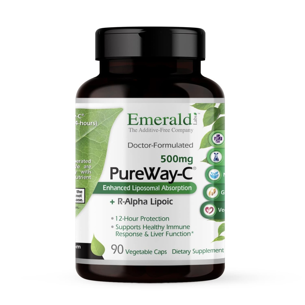 NØDVENDIG ETIKETTER PureWay- C - Lever- og immunsupporttillæg med R- Alpha Lipoic Acid * - Fast- Absorbing C - 90 Vegetabilske kapsler (45-dages forsyning)