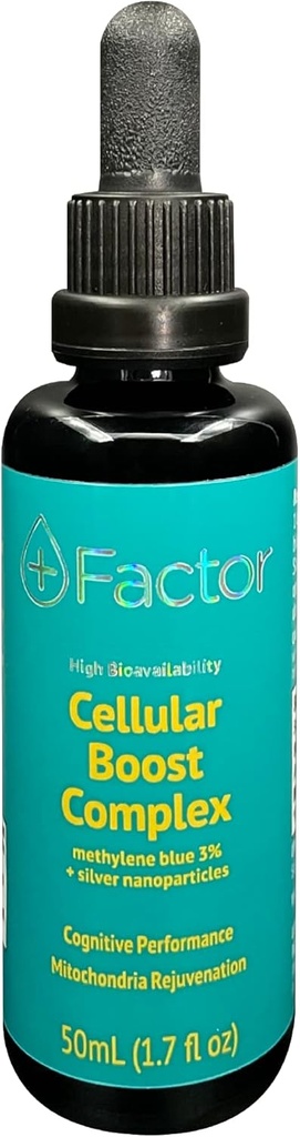 Plus faktor Cellulær Boost Complex - 3% USP Grade methylen blå & sølv Nano Particles - Brain Focus & Forbedret hukommelse - Mitokondria Booster - Boost Oxygen - Producer mere energi