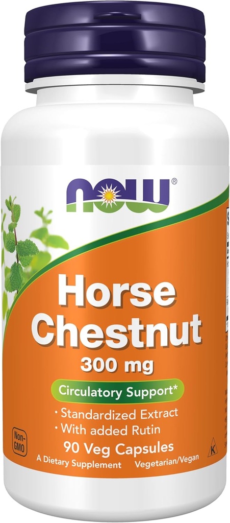 Now Foods Supplements, Horse Chestnut 300 mg med tilsat Rutin, Circulatory Support *, 90 Veg Kapsler