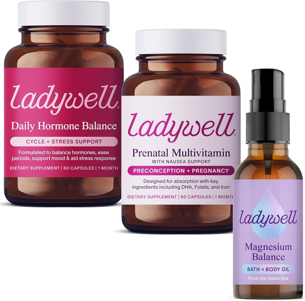 Ladywell Dagligt Hormone + Prenatal Multivitamin + topisk Magnesium Oil Spray
