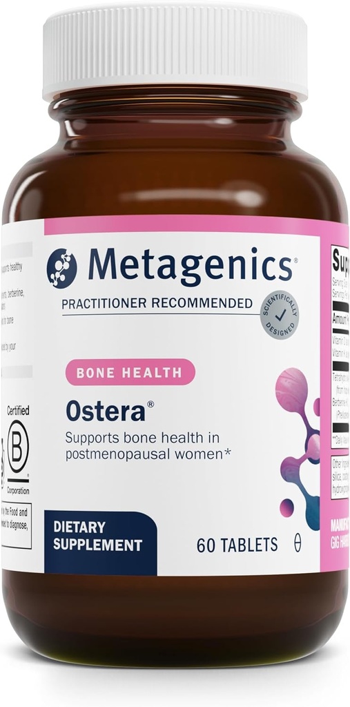 Metagenics Ostera - Sund Bone Remodeling * - Bone Support Supplements for Women * - med Vitaminer D & K, Berberine Hydrochlorid - Gluten- Free - for Postmenopausale Kvinder - 60 tabletter