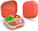 Daily Pill Organizer 4 afdelinger, Lille Pill Box Portable Travel Pill Case, Mini Pill Container til purse pocket, Compact Travel Medicine Organizer til Vitamin, Torve Lever Oil, tillæg (Pink)