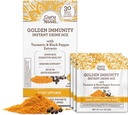 GuruNanda Golden Immunity Instant Drink Mix med gurkemeje & sort pepper - Rig i antioxidanter til støtte immunsystem & fordøjelsessygdomme - Safran & mandelsmag, On- The- Go Sachets (30 Greve)