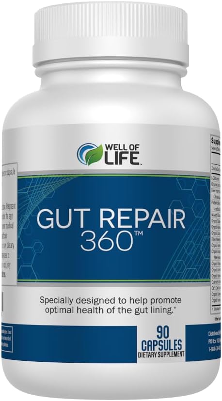 Gut Repair 360: Natural Formuleret Formula Emerged from The Lab - Pure Essence Organic Capsules Non-GMO Gluten- Free Soy- Free Dairy- Free USA Made - Support Your Sund Gut