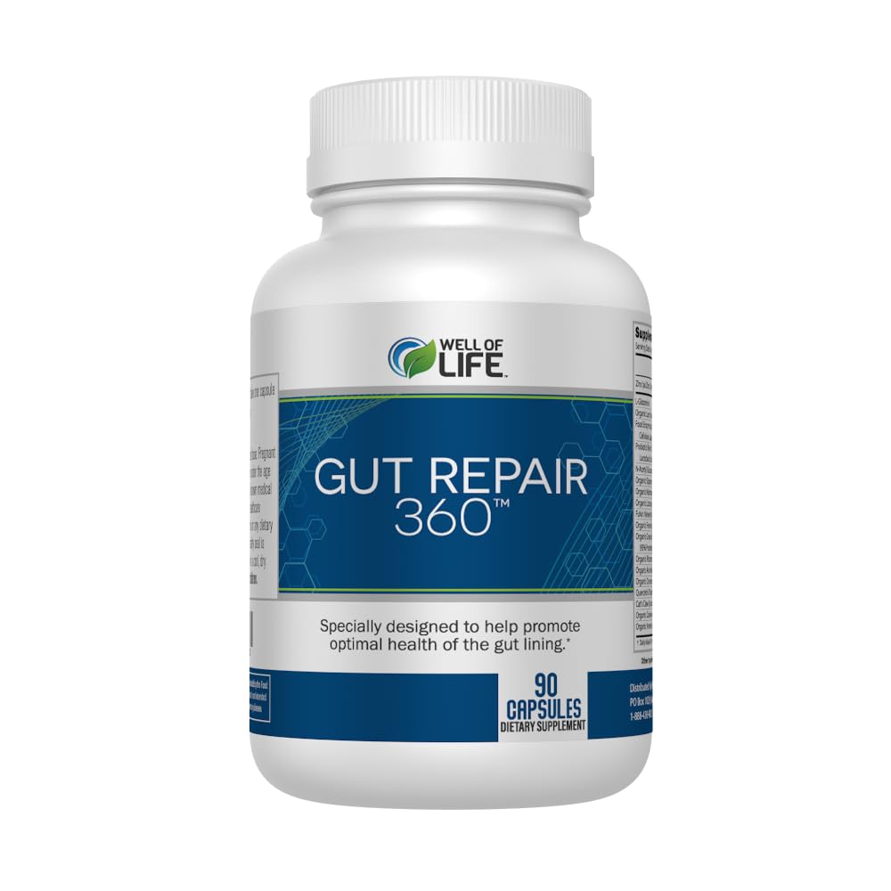 Well of Life Gut Repair 360 – Gut Health Supplement & Digestive Support Formula | Promotes Digestive Balance & Immune Function | Non-GMO Gluten-Free Soy-Free Dairy-Free | 90 USA Made Capsules