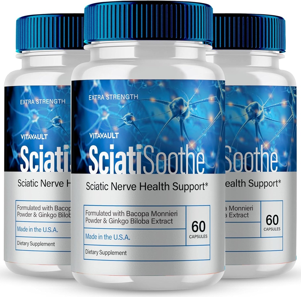 SciatiSoothe for Sciatica Capsules, Sciati Soothe Nerve Health Support, SciatiSoothe Supplement Advanced Formel, Nerve Support Pills - Maksimal styrke - SciatiSoothe Anmeldelser (3 Pack)