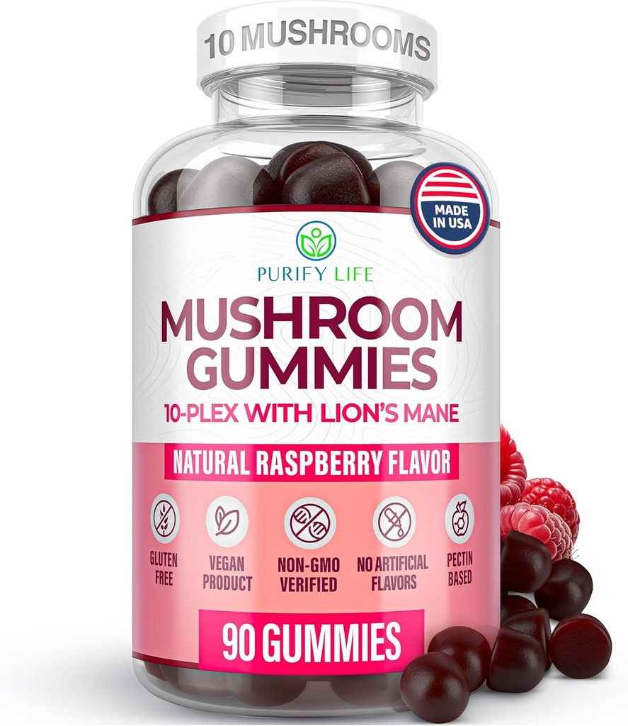 World's First Mushroom Complex Gummies - 10x Mushroom Supplement w Lions Mane (90 Chews 2500mg/serving) Nootropic Brain Supplement, Immune Support & Stress Relief - Replace Pills & Capsules, 7-Keto