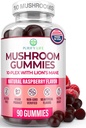 World 's First Mushroom Complex Gummies - 10x Mushroom Supplement w Lions Mane (90 Chews 2500mg / servering) Nootrop Brain Supplement, immunforsvar & Stress Relief - Erstat piller & kapsler, 7 -Keto