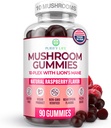 World 's First Mushroom Complex Gummies - 10x Mushroom Supplement w Lions Mane (90 Chews 2500mg / servering) Nootrop Brain Supplement, immunforsvar & Stress Relief - Erstat piller & kapsler, 7 -Keto