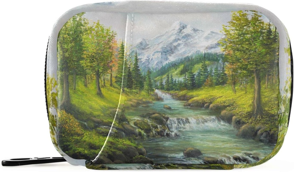 Oliemaleri Forest Pill Box 7 Dag Pill Case Rejsepose Pill Organizer Bag med lynlås Portable ugentlige sag Kompakt størrelse for Vitamin Supplement Holder