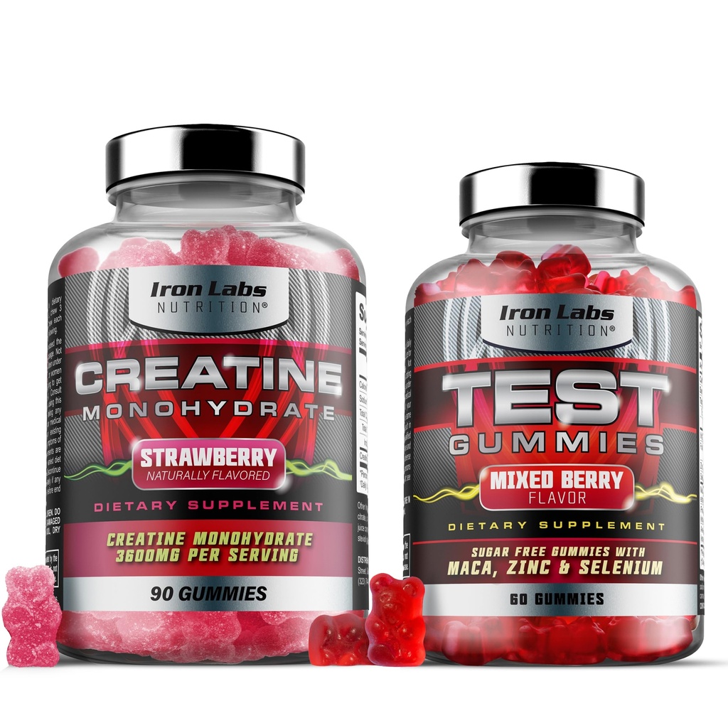 Muskel Gummy Bundle - Creatin monohydrat Gummies & Testo Gummies for Mænd - Avanceret Bundle