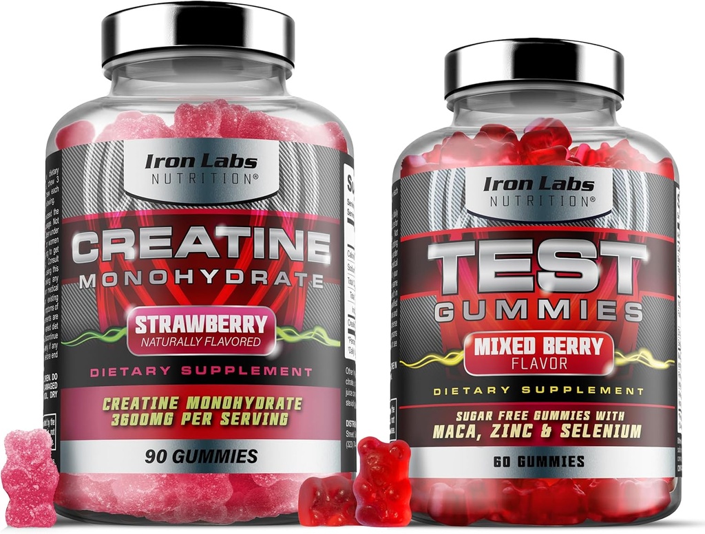 Muskel Gummy Bundle - Creatin monohydrat Gummies & Testo Gummies for Mænd - Avanceret Bundle