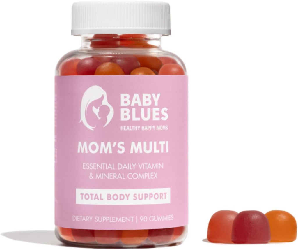 Baby Blues Women's Multivitamin Gummies – Daily Energy, Immune, Mood & Beauty Support – Vegan Chewable Supplement for Moms with Biotin, Vitamin C, D3, B12, Zinc & Iron