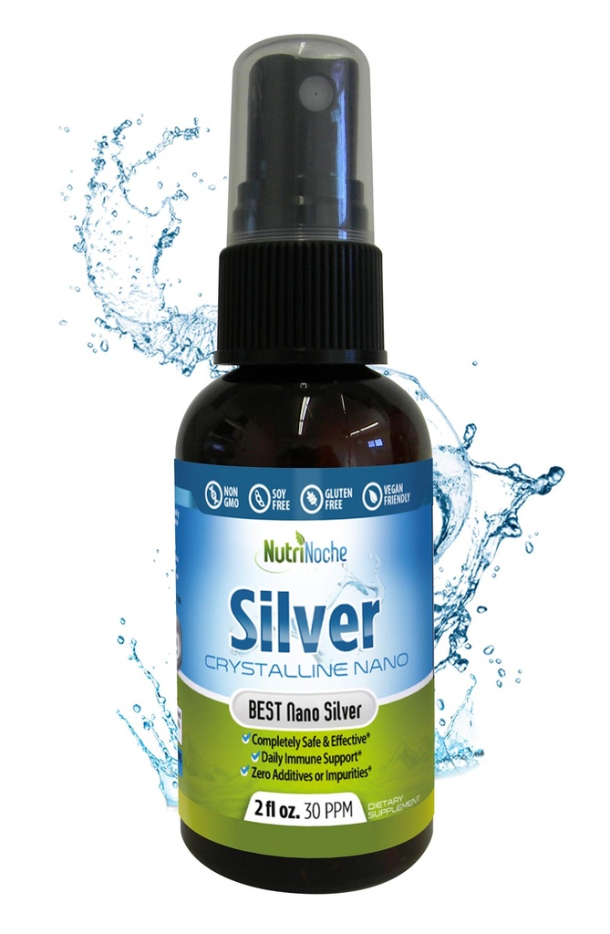 Nutrinoche Ultra Pure Colloidal Silver Spray - Excellent daglig immunforsvar - Organic 99,99% Nano Particles - Ultra Pure Silver Hydrosol - 2 Ounces - 30 ppm