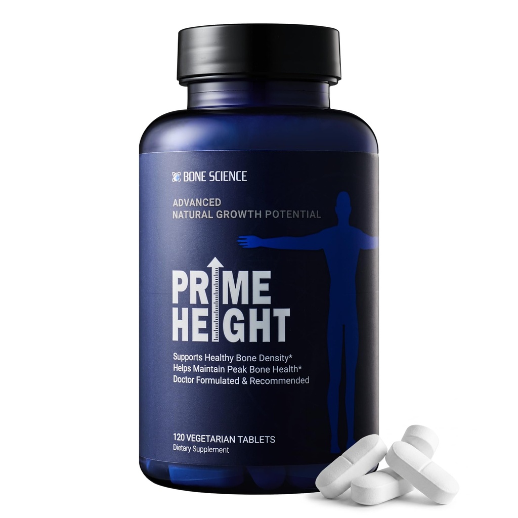 BONE VIDENSKAB - Primær højde Bone & fælles formel - Naturlig sundhed supplement til børn, Teens & Voksne, Energi & Immunstøtte, Vegan, Non- GMO - 120 tabletter