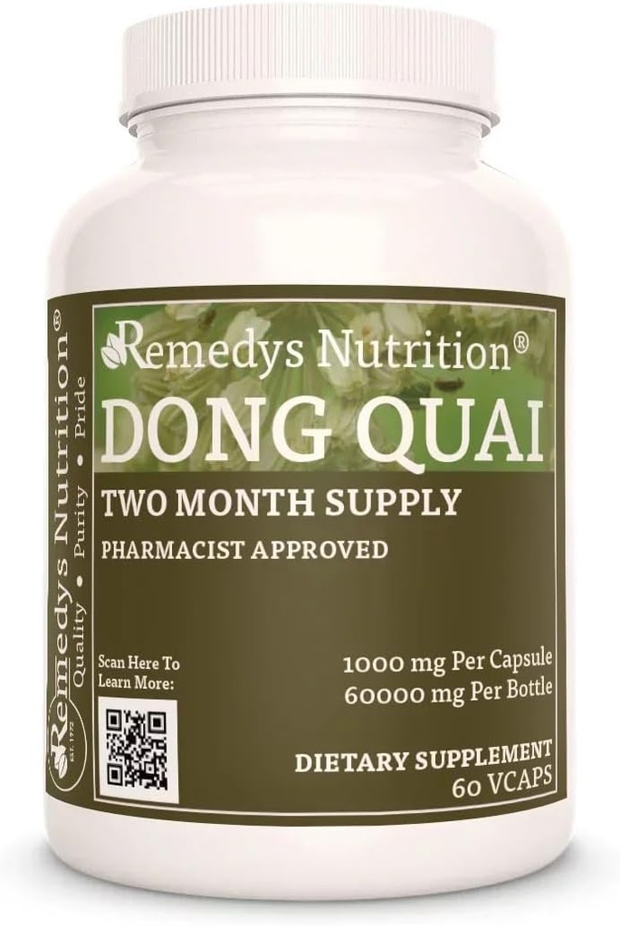 Remedy 's Nutrition Dong Quai; 1. 000 mg, 60 Veganske Kapsler Urtetøj Kosttilskud