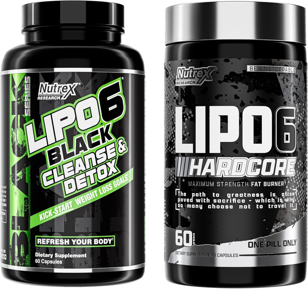 Nutrex Research Lipo-6 Cleanse & Detox for Weight Loss and Lipo-6 Hardcore Supplement, Supports Metabolism