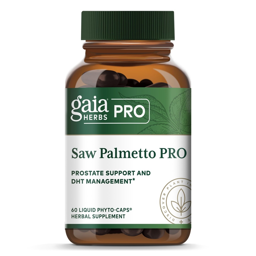 GAIA HERBS PRO Saw Palmetto PRO - Sund Prostate Gland Support * - Urtetilskud med Saw Palmetto & Sunflower Seed - Vegan, Gluten- Free, Soy- Free - 60 flydende Phyto- Caps (60 Servere)