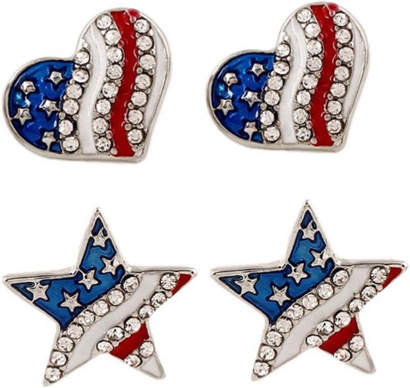 PRETYZOOM Patriotiske øreringe Amerikansk flag Eardrop for kvinder smykker Eardrop Lightweight Fashionable Party Tilbehør