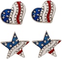 PRETYZOOM Patriotiske øreringe Amerikansk flag Eardrop for kvinder smykker Eardrop Lightweight Fashionable Party Tilbehør