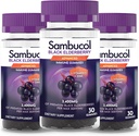 Sambucol Black Elderberry Gummies - Hyldebær med zink og C-vitamin til voksne, Sambucus Elderberry Gummies, immunstøtte Gummies - 30 Greve, 3 Pack