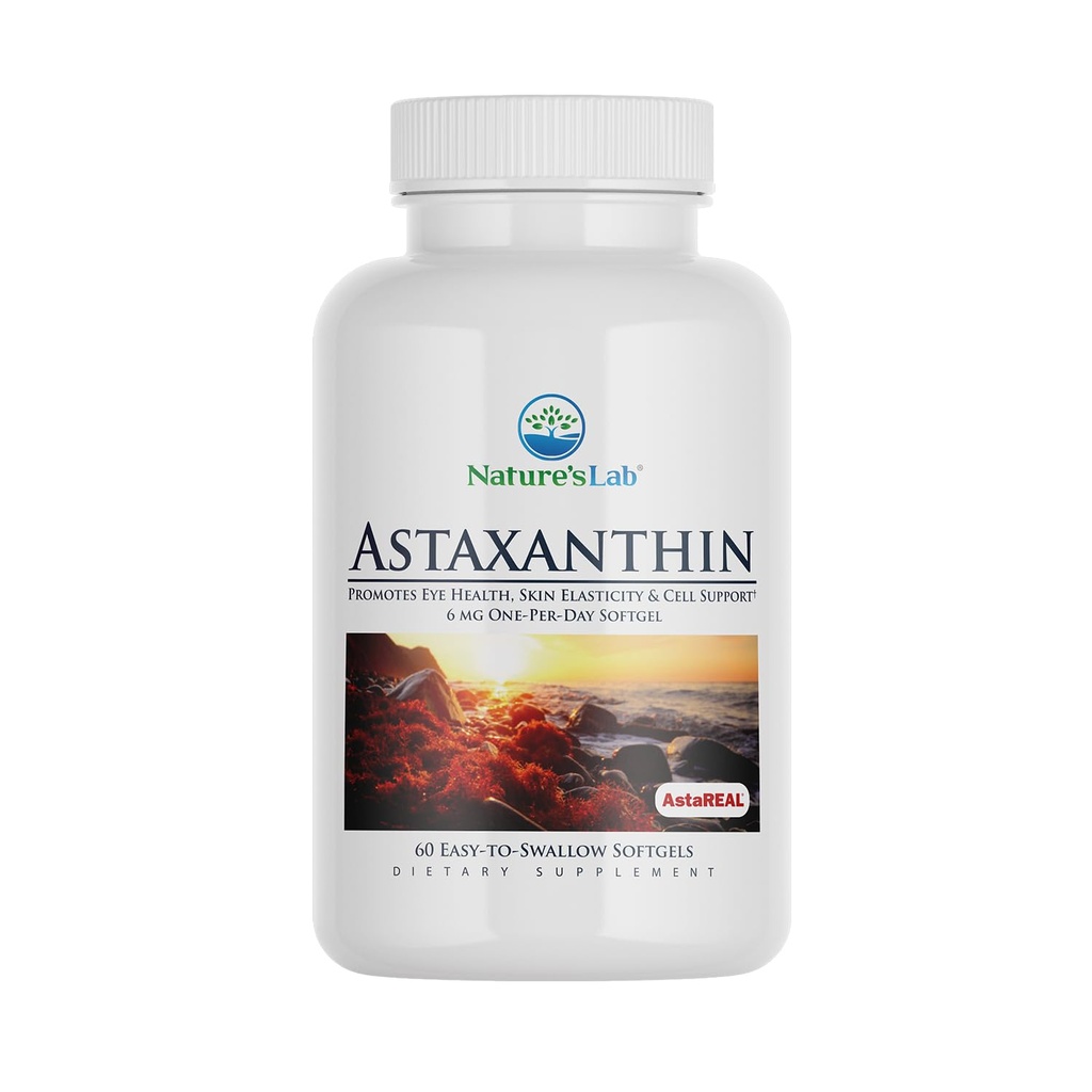 Naturens Lab AstaREAL Astaxanthin - 6 mg Potent Antioxidanter - 60 kapsler (2 måneders forsyning)