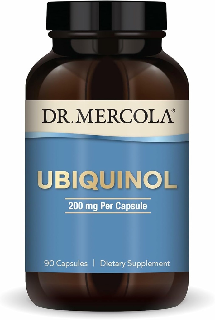 Dr. Mercola Ubiquinol, 90 Servering (90 kapsler), 200 mg Per kapsel, Kosttilskud, Understøtter energiproduktion, Non- GMO
