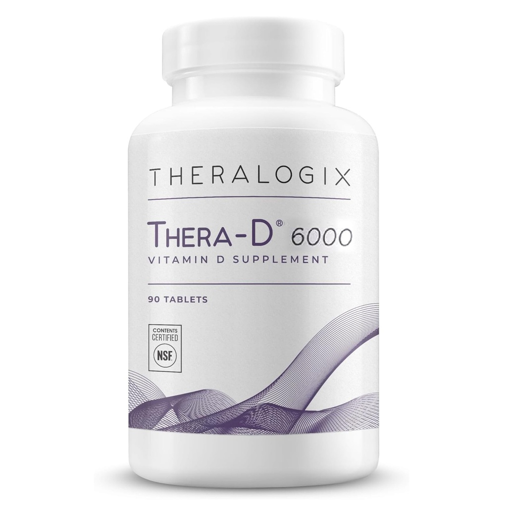 Theralogix Thera- D 6000 D- vitamin supplement - 6. 000 IE (150 mcg) D3- vitamin tabletter - 90 - dages forsyning - immunsupporttilskud til kvinder & mænd - aids Knogler & hjerte - NSF Certificeret - 90 tabletter