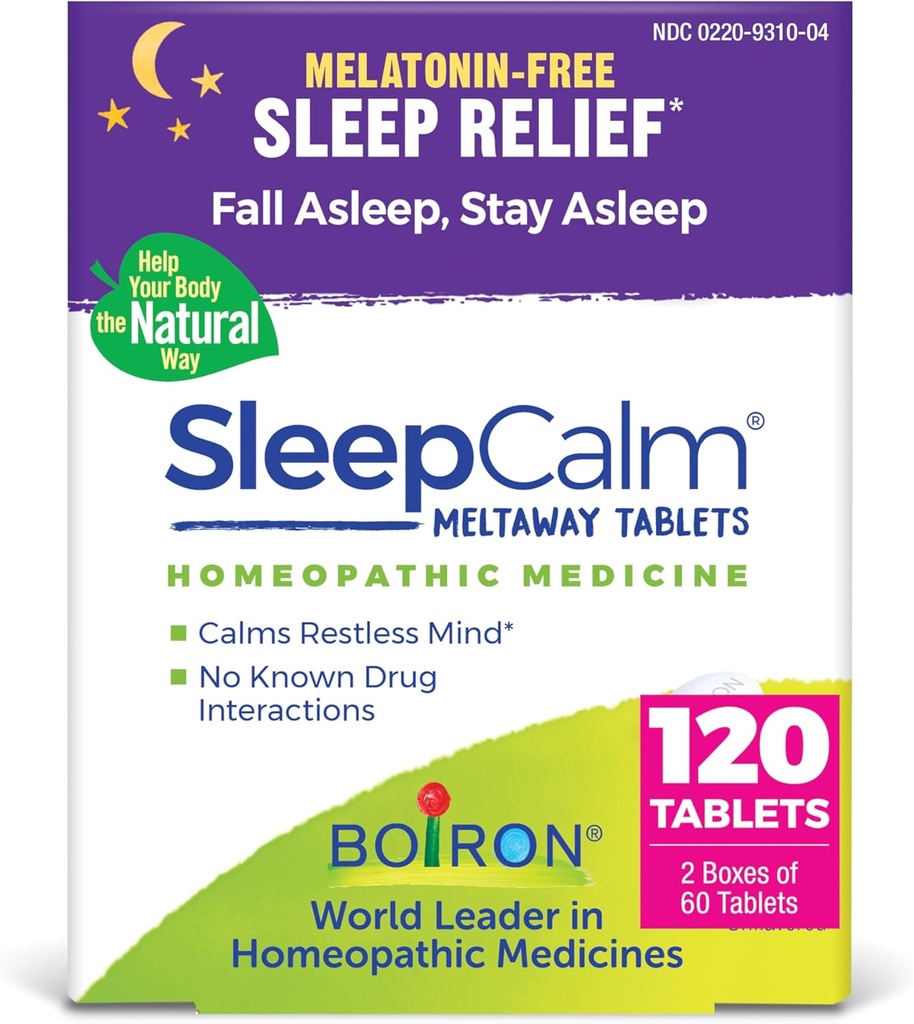Boiron SleepSol Sleep Aid til dyb, afslappende, rolig nattesøvn - Melatonfri og ikke habitat - 60 greve (pakke af 2)