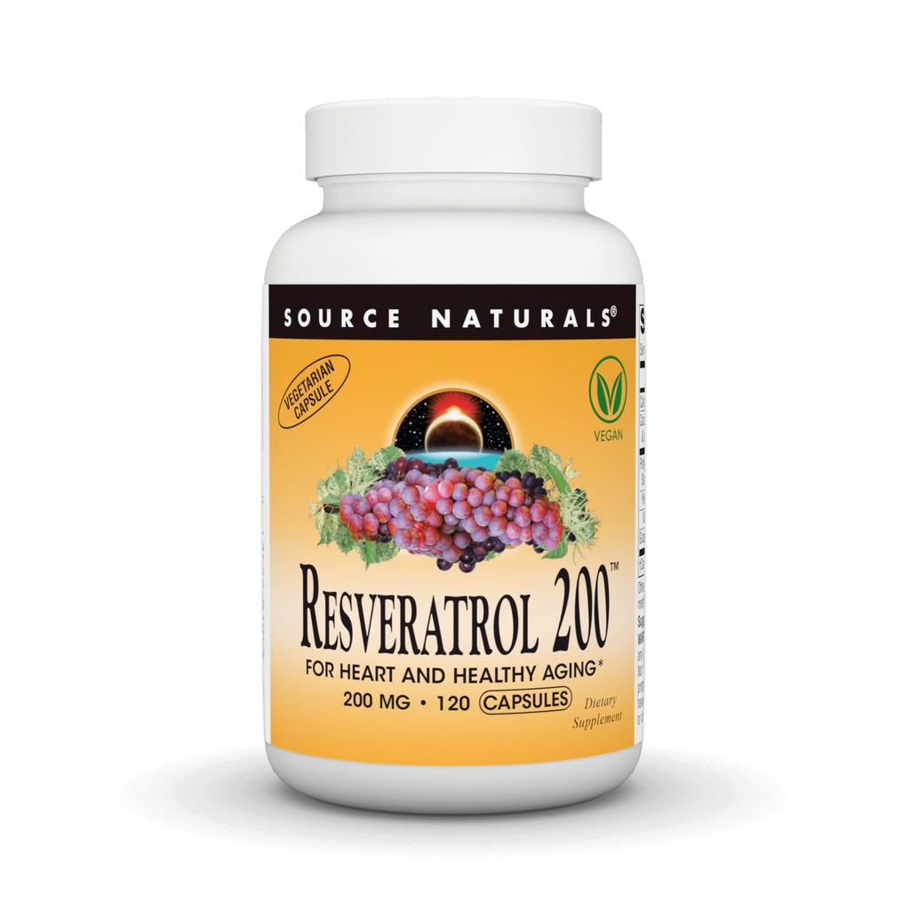 Source Naturals Resveratrol 200 mg for hjerte og sund aldring - 120 vegetariske kapsler
