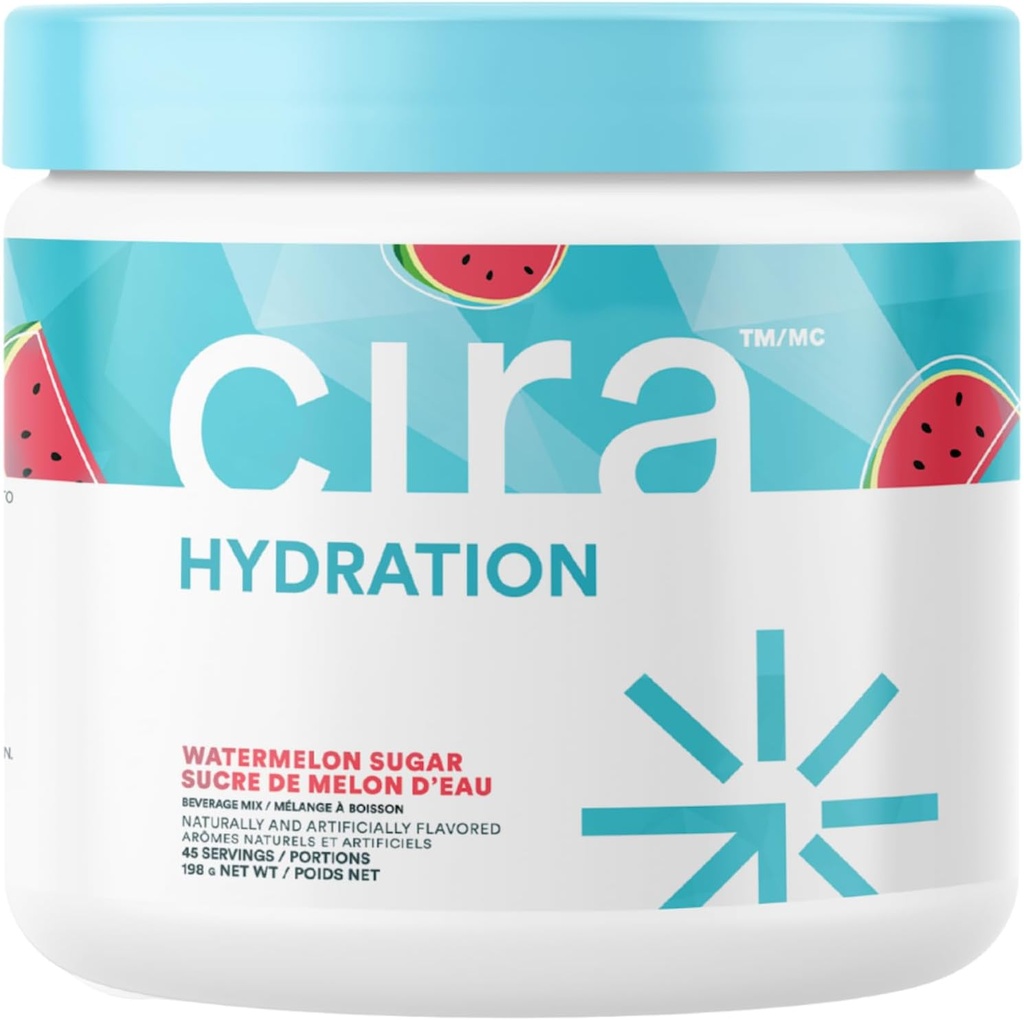 Cira hydrering pulver (45 Servere) - Elektrolyte drikke mix med Himalayan salt til dehydrering Relief og inddrivelse - Vandmelon sukker