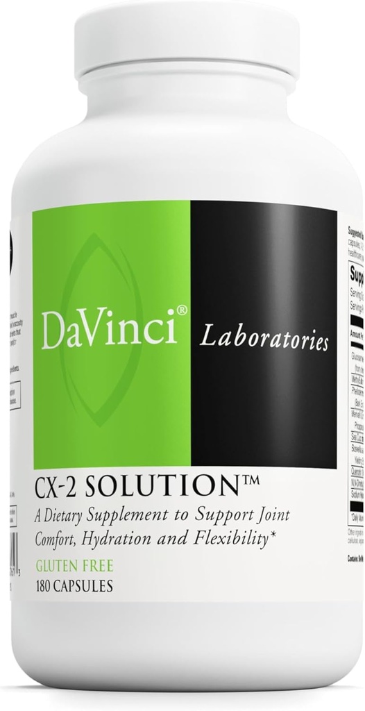 DAVINCI Labs CX-2 Solution - Kosttilskud til støtte muskelfunktion, fælles sundhed, hydrering og fleksibilitet * - med Glucosamin HCl, MSM, Sea Cucumber og mere - Gluten- fri - 180 kapsler