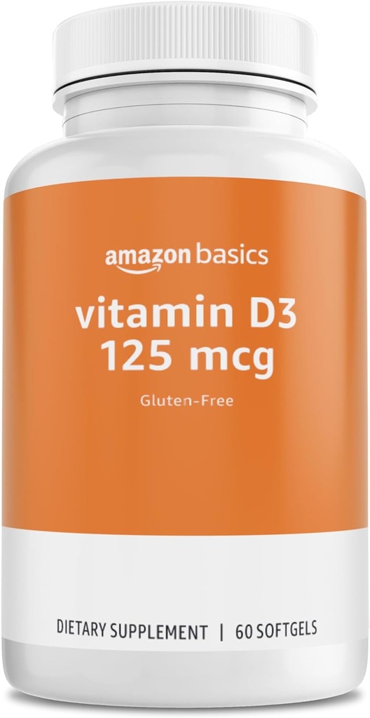 Grundlæggende - D3- vitamin, 125 mcg, 60 Softgels (1 per portion), Gluten Free