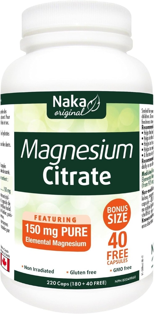 Naka Magnesiumcitrat, 220 kapsler
