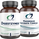 Design for sundhed Magnesium Glycinate Complex (60 kapsler) & Digistzymes (60 kapsler) Bundle - fordøjelsesenzymer til lejlighedsvis gas & bloating med høj absorption Magnesium supplement