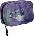 Fustylead Smukke hvide hest i Lavender Flower Field Pille Organizer og opbevaring Ugentlig med lynlås, Aftagelig Pill Box Portable Medicine Organizer for Vitamin Fish Oil Supplement