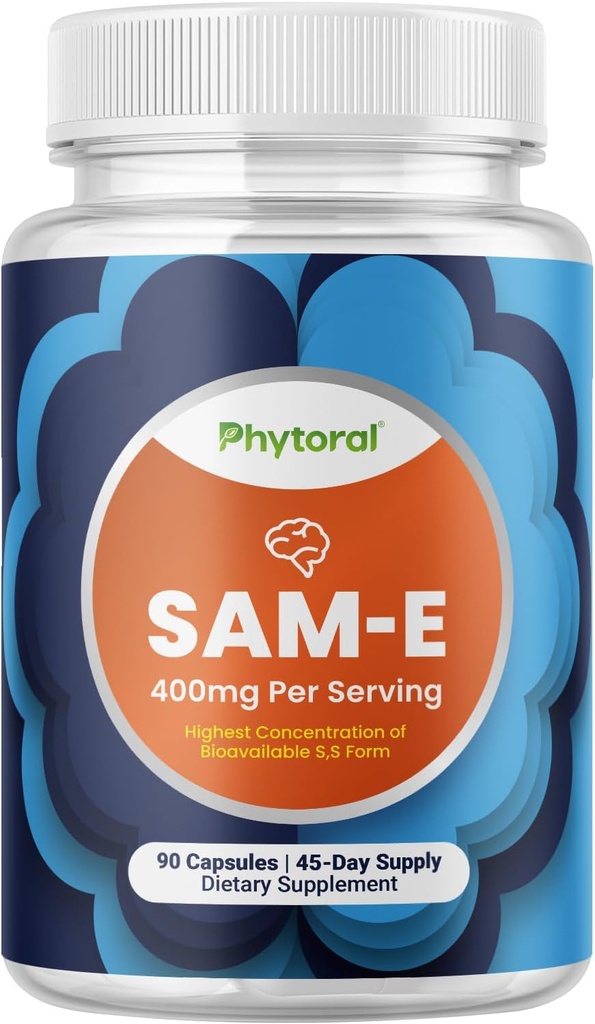 Pure SAM E Supplement 400mg - Nootrop SAM E 400mg Per Servering til hukommelse og hjerne Support, Joint & Leversundhed - Natural S- adenosylmethionin for Mood Balance - 90 kapsler