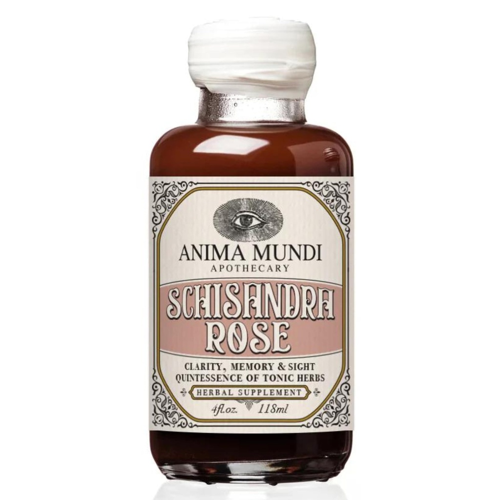 Anima Mundi Apothecary Schisandra Rose Elixir - Flydende Schisandra Berry Adaptogen supplement med færdige Rose Petals til lever og nyrestøtte - Anima Mundi skønhed kosttilskud (4oz / 120ml)