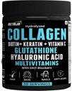 Kollagen pulver med Glutathion, Hyaluronsyre, C-vitamin, E-vitamin, zink med DHT Blockers & Multivitaminer - 30 Servere (Ikke aromatiseret)