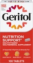 Geritol, Multivitamin Supplement, Indeholder B- Vitamin, Antioxidanter, Vitamin C, E & D og Jern, 26 Essentielle Vitamin og Mineraler, Glutenfri, Non- GMO, Ingen kunstige sødestoffer, 100 tabletter