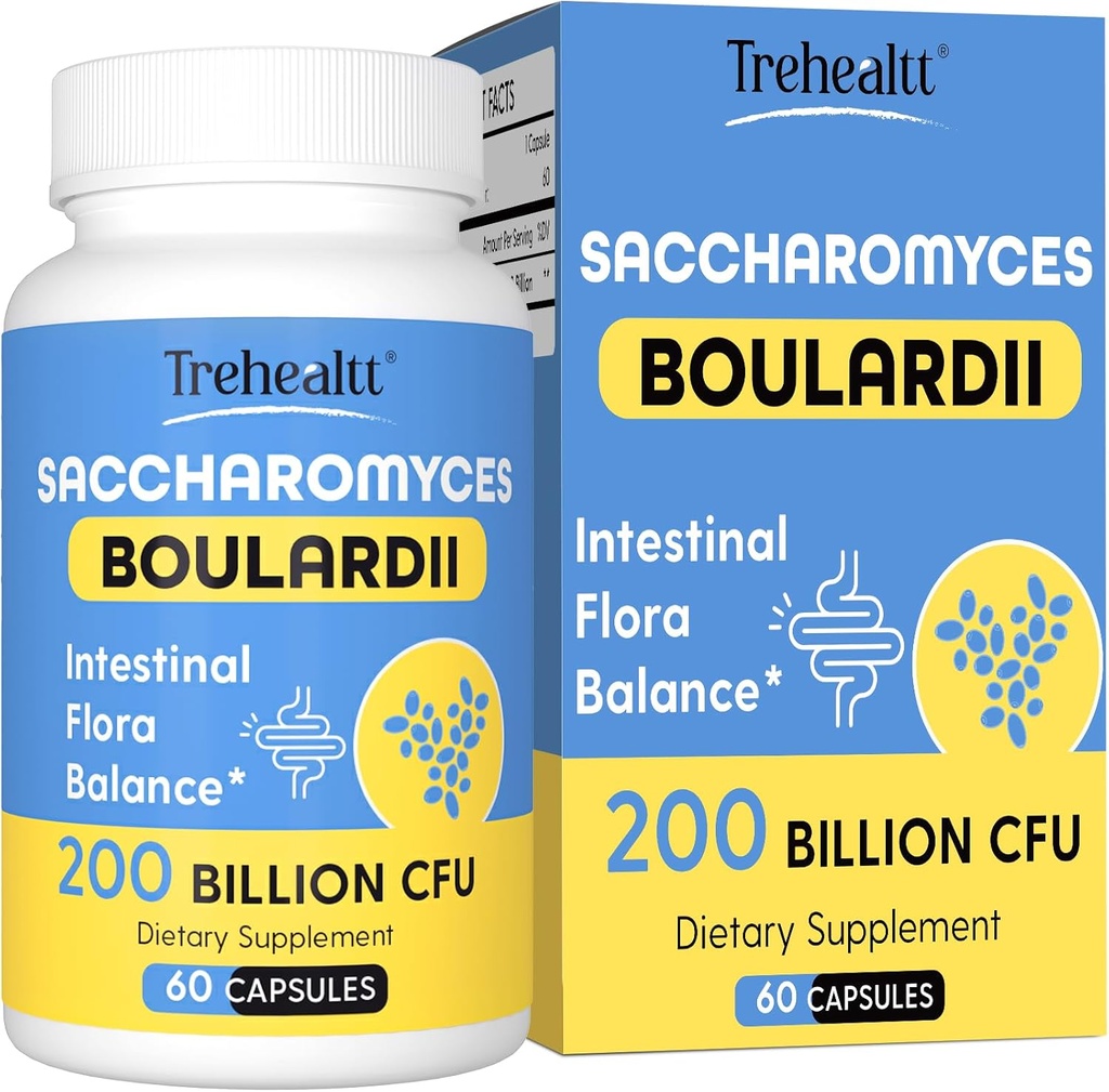 Saccharomyces Boulardii Probiotics 200 Billion CFUs, Clinically-Studied Probiotic for Women & Men Yeast for Intestinal, Gut, Immune & Digestive Health, Acid Resistant & Shelf-Stable, 60 Days Supply