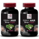 Hårberigelse - GRAY HÅR REVERSE - Hår revitalizer, Color boost, Strålende hår, Hårskygge genoplivning, Hårtransformation, Glossy hår, Youthly udseende, Rig hårfarve 2 Flasker 120 Kapsler