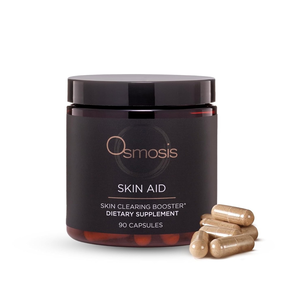 OSMOSIS Skin Aid Daily Supplement, Microbiome and Immunity Support, Vitamin A, for Acne and Blemish Prone Skin, 90 Count