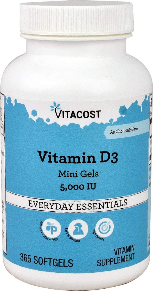 Vitacost Vitamin D3 (As Cholecalciferol) - 5000 Iu - 365 Softgel Mini Gels