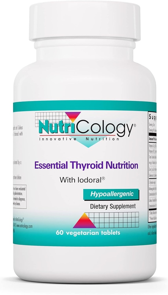 Nutrikologi Thyreoideaernæring med Iodoral - thyreoideastøtte til mænd og kvinder, thyreoideakompleks supplement, thyreoideasundhed, jod - 60 Tæl