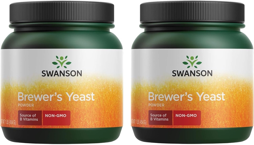 Swanson 100% Pure Brewer 's Gær Powder GMO- Free 1 LB (454 g) Pwdr (2 Pack)