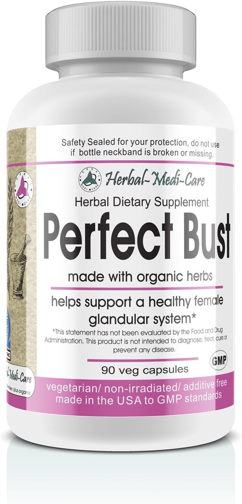 Herbal- Medi- Care hel mad perfekt buste (Brystsundhed) Vegetariske kapsler; 90- Greve, Lavet med Økologisk