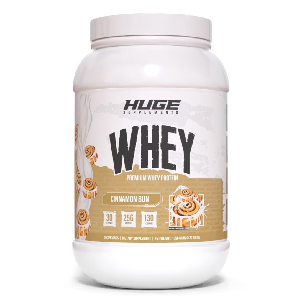 Kæmpe Whey, Protein Powder for Muscle Gain, 25g Protein, 12g EAA, Understøtter Muscle Growth, Performance & Recovery (Kanel Bun, 30 Servere)