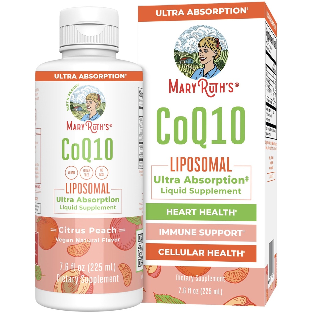 MaryRuth Organics Flydende Vitamin Beeg 124; Coenzym Q10 Heart Health for Mitochondrial Support and Immunsystem Beeg 124; Vegan Non- GMO 'er Beeg 124; 7,6 Fl Oz