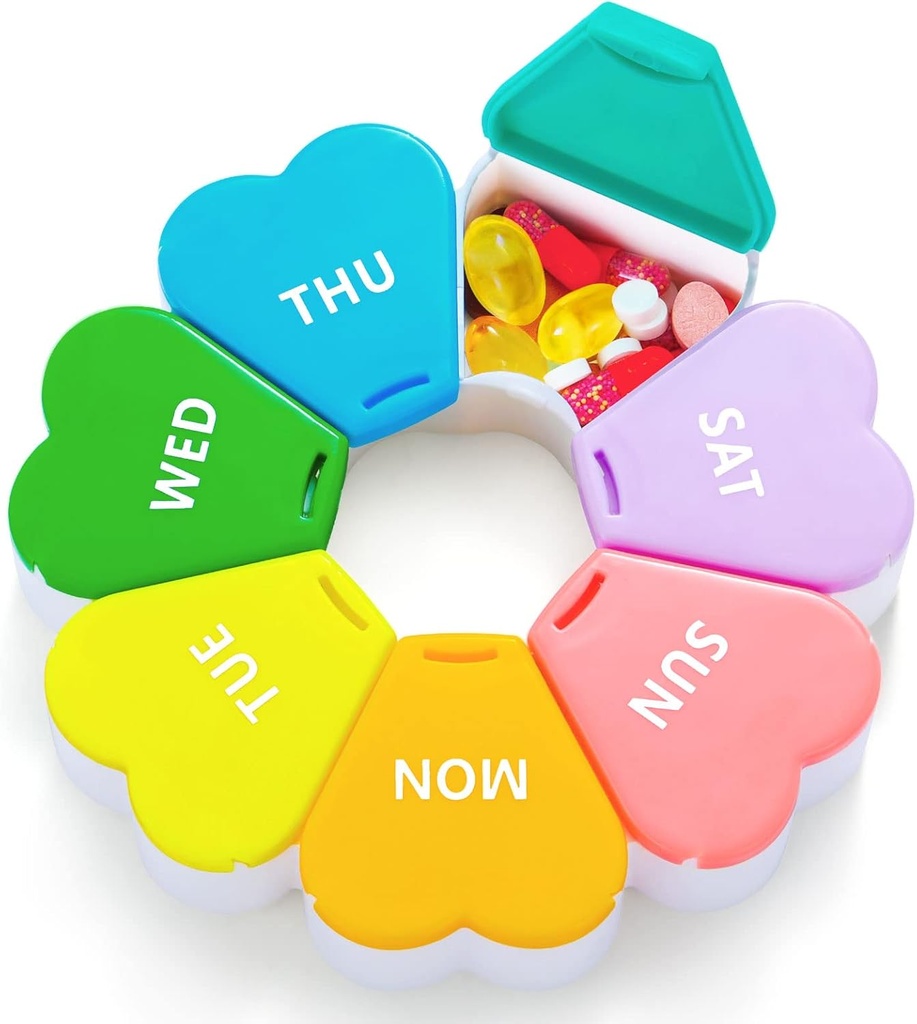 Ugentlig Pill Organizer, Pill Box 7 Dag, OAAO Stor kapacitet Compartments Pill Containers Flower Portable Box Case for Pills Vitamin Fish Oil Medicine Kosttilskud Organizer